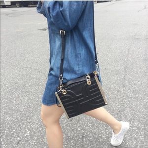 NEW HEIRLOOM Black Embossed Leather Structured Bag